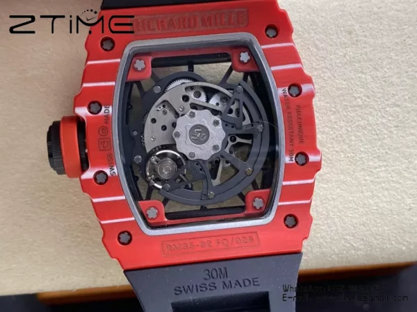RICHARD MILLE RM035-02 Red NTPT S7 Factory 1:1 Best Edition Black Rubber Strap - Super Clone Watch | 1:1 Best Version