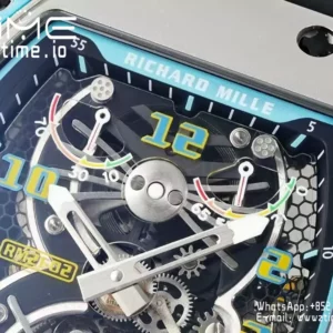RICHARD MILLE RM21-02 Tourbillon Blue Quartz Fiber  RMF Best Edition on Black Rubber Strap - Super Clone Watch | 1:1 Best Version