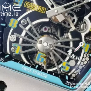 RICHARD MILLE RM21-02 Tourbillon Blue Quartz Fiber  RMF Best Edition on Black Rubber Strap - Super Clone Watch | 1:1 Best Version