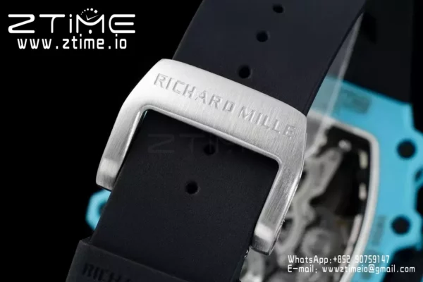 RICHARD MILLE RM21-02 Tourbillon Blue Quartz Fiber  RMF Best Edition on Black Rubber Strap - Super Clone Watch | 1:1 Best Version