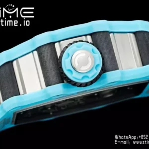 RICHARD MILLE RM21-02 Tourbillon Blue Quartz Fiber  RMF Best Edition on Black Rubber Strap - Super Clone Watch | 1:1 Best Version
