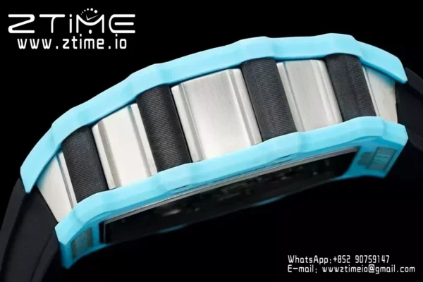 RICHARD MILLE RM21-02 Tourbillon Blue Quartz Fiber  RMF Best Edition on Black Rubber Strap - Super Clone Watch | 1:1 Best Version