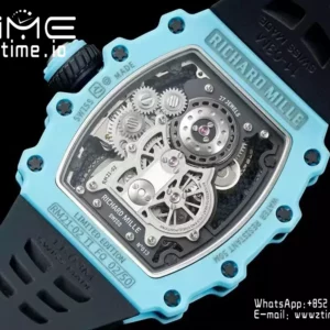RICHARD MILLE RM21-02 Tourbillon Blue Quartz Fiber  RMF Best Edition on Black Rubber Strap - Super Clone Watch | 1:1 Best Version