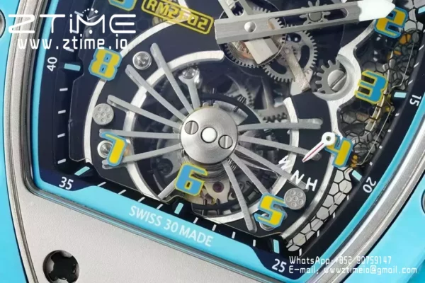RICHARD MILLE RM21-02 Tourbillon Blue Quartz Fiber  RMF Best Edition on Blue Rubber Strap - Super Clone Watch | 1:1 Best Version