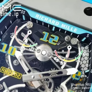 RICHARD MILLE RM21-02 Tourbillon Blue Quartz Fiber  RMF Best Edition on Blue Rubber Strap - Super Clone Watch | 1:1 Best Version