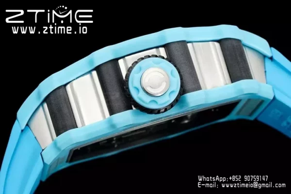 RICHARD MILLE RM21-02 Tourbillon Blue Quartz Fiber  RMF Best Edition on Blue Rubber Strap - Super Clone Watch | 1:1 Best Version