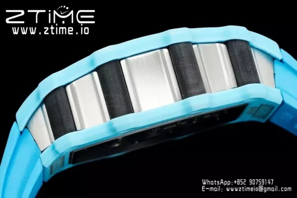 RICHARD MILLE RM21-02 Tourbillon Blue Quartz Fiber  RMF Best Edition on Blue Rubber Strap - Super Clone Watch | 1:1 Best Version