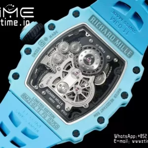 RICHARD MILLE RM21-02 Tourbillon Blue Quartz Fiber  RMF Best Edition on Blue Rubber Strap - Super Clone Watch | 1:1 Best Version