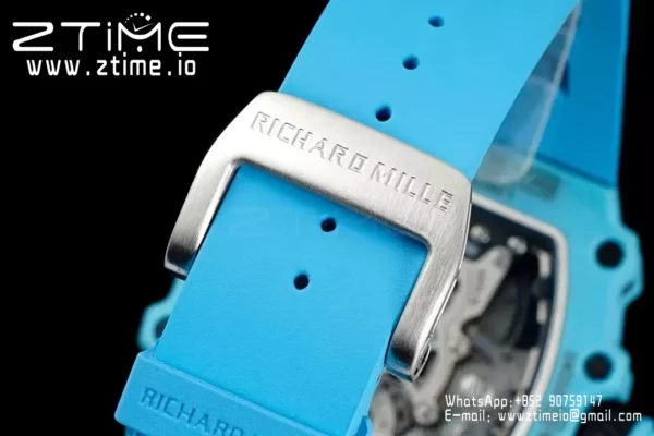 RICHARD MILLE RM21-02 Tourbillon Blue Quartz Fiber  RMF Best Edition on Blue Rubber Strap - Super Clone Watch | 1:1 Best Version