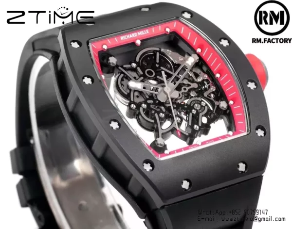 Richard Mille RM055 Black Ceramic RMF 1:1 Best Edition on Black Rubber Strap RMUL2 Super Clone - Super Clone Watch | 1:1 Best Version