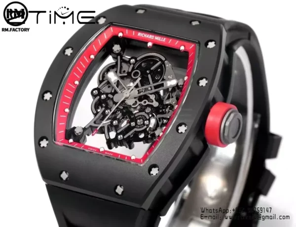 Richard Mille RM055 Black Ceramic RMF 1:1 Best Edition on Black Rubber Strap RMUL2 Super Clone - Super Clone Watch | 1:1 Best Version