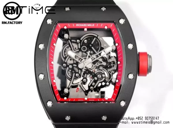 Richard Mille RM055 Black Ceramic RMF 1:1 Best Edition on Black Rubber Strap RMUL2 Super Clone - Super Clone Watch | 1:1 Best Version