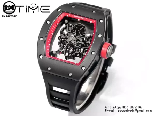 Richard Mille RM055 Black Ceramic RMF 1:1 Best Edition on Black Rubber Strap RMUL2 Super Clone - Super Clone Watch | 1:1 Best Version