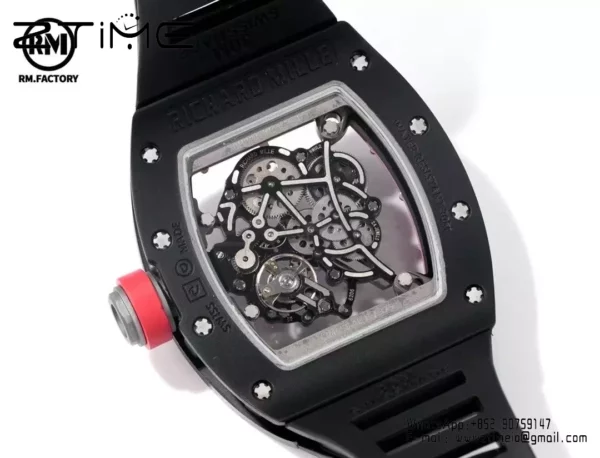 Richard Mille RM055 Black Ceramic RMF 1:1 Best Edition on Black Rubber Strap RMUL2 Super Clone - Super Clone Watch | 1:1 Best Version