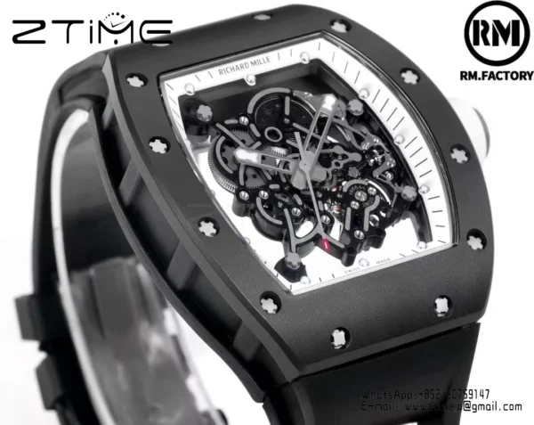 Richard Mille RM055 Black Ceramic RMF 1:1 Best Edition on Black Rubber Strap - Super Clone Watch | 1:1 Best Version