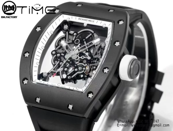 Richard Mille RM055 Black Ceramic RMF 1:1 Best Edition on Black Rubber Strap - Super Clone Watch | 1:1 Best Version