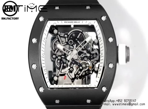 Richard Mille RM055 Black Ceramic RMF 1:1 Best Edition on Black Rubber Strap - Super Clone Watch | 1:1 Best Version