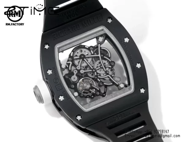 Richard Mille RM055 Black Ceramic RMF 1:1 Best Edition on Black Rubber Strap - Super Clone Watch | 1:1 Best Version