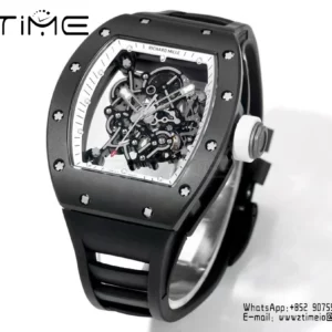 Richard Mille RM055 Black Ceramic RMF 1:1 Best Edition on Black Rubber Strap - Super Clone Watch | 1:1 Best Version