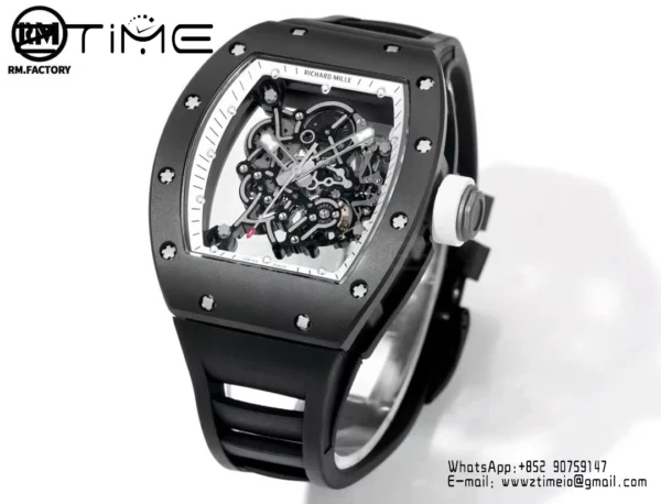 Richard Mille RM055 Black Ceramic RMF 1:1 Best Edition on Black Rubber Strap - Super Clone Watch | 1:1 Best Version