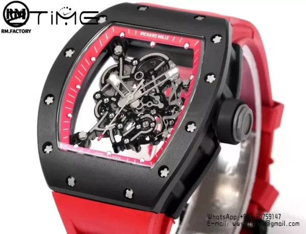 Richard Mille RM055 Black Ceramic RMF 1:1 Best Edition on Black Rubber Strap RMUL2 Super Clone - Super Clone Watch | 1:1 Best Version