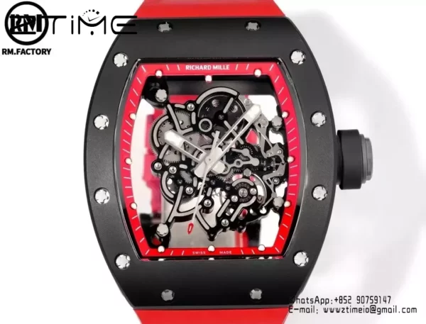 Richard Mille RM055 Black Ceramic RMF 1:1 Best Edition on Black Rubber Strap RMUL2 Super Clone - Super Clone Watch | 1:1 Best Version