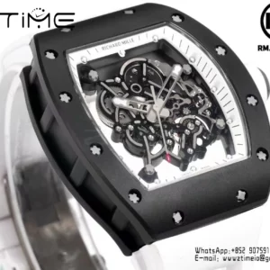 Richard Mille RM055 Black Ceramic RMF 1:1 Best Edition on White Rubber Strap RMUL2 Super Clone - Super Clone Watch | 1:1 Best Version