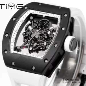 Richard Mille RM055 Black Ceramic RMF 1:1 Best Edition on White Rubber Strap RMUL2 Super Clone - Super Clone Watch | 1:1 Best Version