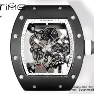 Richard Mille RM055 Black Ceramic RMF 1:1 Best Edition on White Rubber Strap RMUL2 Super Clone - Super Clone Watch | 1:1 Best Version