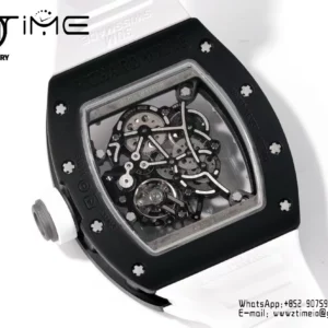 Richard Mille RM055 Black Ceramic RMF 1:1 Best Edition on White Rubber Strap RMUL2 Super Clone - Super Clone Watch | 1:1 Best Version