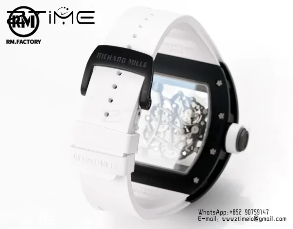 Richard Mille RM055 Black Ceramic RMF 1:1 Best Edition on White Rubber Strap RMUL2 Super Clone - Super Clone Watch | 1:1 Best Version