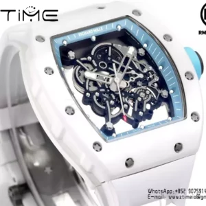Richard Mille RM055 White Ceramic RMF 1:1 Best Edition on White Rubber Strap - Super Clone Watch | 1:1 Best Version