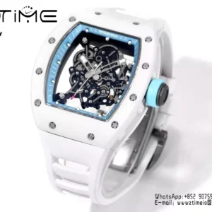 Richard Mille RM055 White Ceramic RMF 1:1 Best Edition on White Rubber Strap - Super Clone Watch | 1:1 Best Version