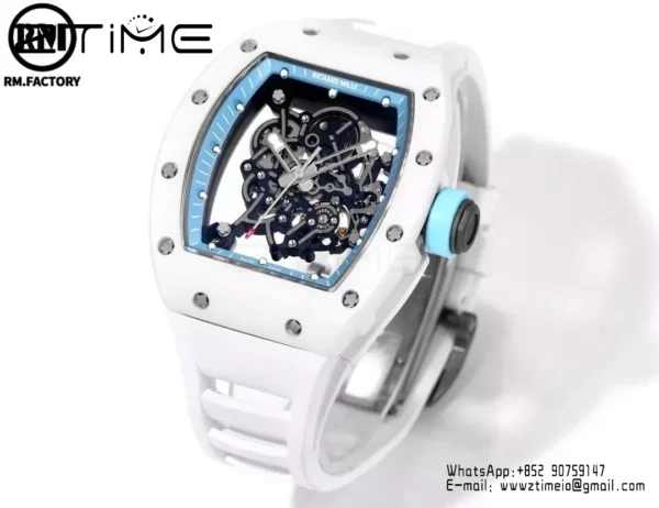 Richard Mille RM055 White Ceramic RMF 1:1 Best Edition on White Rubber Strap - Super Clone Watch | 1:1 Best Version