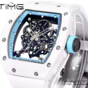 Richard Mille RM055 White Ceramic RMF 1:1 Best Edition on White Rubber Strap - Super Clone Watch | 1:1 Best Version