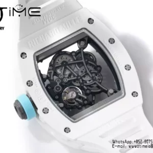 Richard Mille RM055 White Ceramic RMF 1:1 Best Edition on White Rubber Strap - Super Clone Watch | 1:1 Best Version