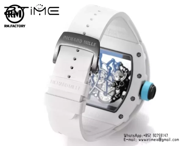 Richard Mille RM055 White Ceramic RMF 1:1 Best Edition on White Rubber Strap - Super Clone Watch | 1:1 Best Version