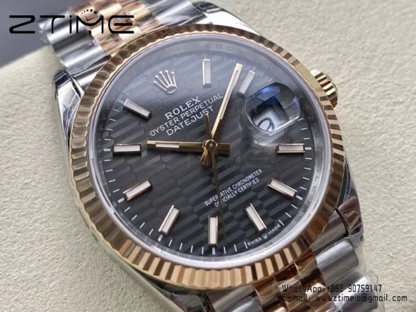 Rolex DateJust 36 126233 SS/YG VS Factory 1:1 Best Edition Black Textured Dial - Super Clone Watch | 1:1 Best Version