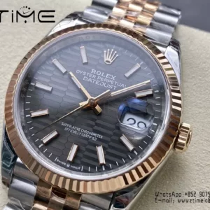 Rolex DateJust 36 126233 SS/YG VS Factory 1:1 Best Edition Black Textured Dial - Super Clone Watch | 1:1 Best Version