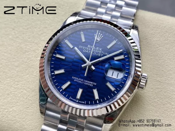 Rolex DateJust 36 SS 126234 VS Factory 1:1 Best Edition Blue Textured Dial - Super Clone Watch | 1:1 Best Version