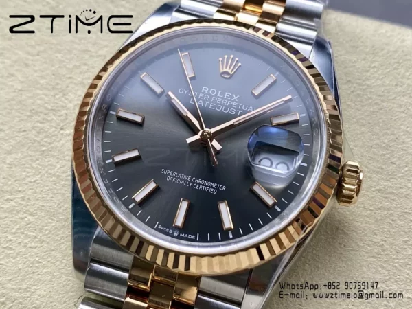 Rolex DateJust 36mm SS 116231 Clean Factory 1:1 Best Edition 904L Steel Gray Stick Dial - Super Clone Watch | 1:1 Best Version