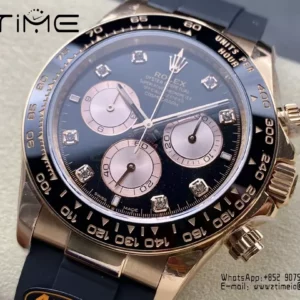 Rolex Daytona 126515 QF Factory 1:1 Best Edition Black/RG Diamonds Dial V6 (Weighted) - Super Clone Watch | 1:1 Best Version