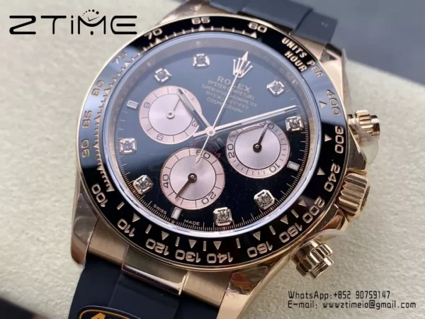 Rolex Daytona 126515 QF Factory 1:1 Best Edition Black/RG Diamonds Dial V6 (Weighted) - Super Clone Watch | 1:1 Best Version