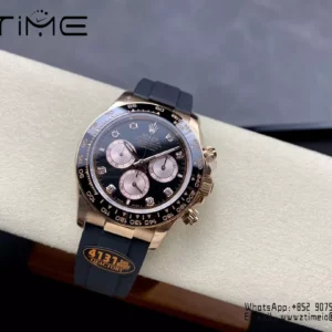 Rolex Daytona 126515 QF Factory 1:1 Best Edition Black/RG Diamonds Dial V6 (Weighted) - Super Clone Watch | 1:1 Best Version