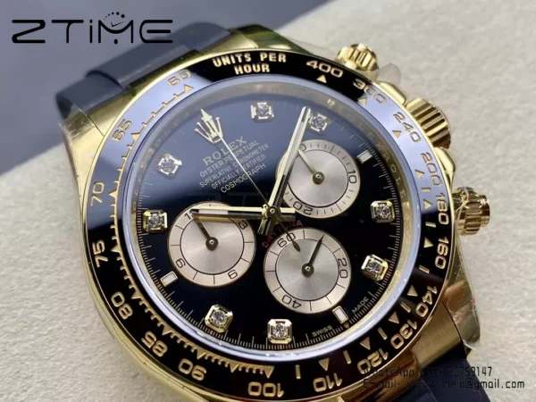Rolex Daytona 126518 QF Factory 1:1 Best Edition Black/YG Diamonds Dial V6 (Weighted) - Super Clone Watch | 1:1 Best Version