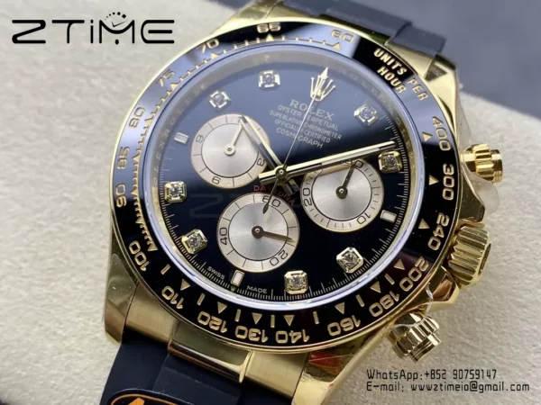 Rolex Daytona 126518 QF Factory 1:1 Best Edition Black/YG Diamonds Dial V6 (Weighted) - Super Clone Watch | 1:1 Best Version