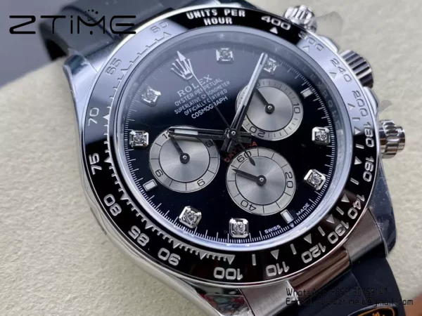 Rolex Daytona 126519 QF Factory 1:1 Best Edition Black/Silver Diamonds Dial V6 (Weighted) - Super Clone Watch | 1:1 Best Version