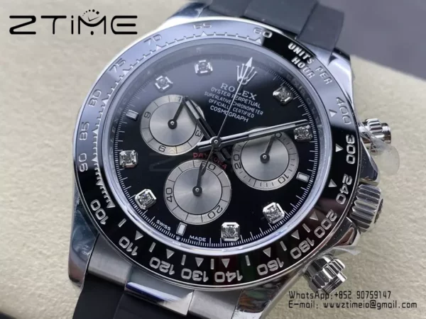 Rolex Daytona 126519 QF Factory 1:1 Best Edition Black/Silver Diamonds Dial V6 (Weighted) - Super Clone Watch | 1:1 Best Version