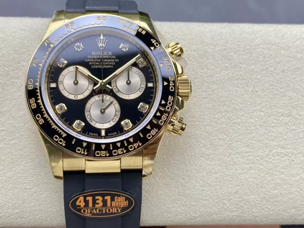 Rolex Daytona 126518 QF Factory 1:1 Best Edition Black/YG Diamonds Dial V6 (Weighted) - Super Clone Watch | 1:1 Best Version