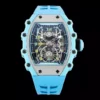 RICHARD MILLE RM21-02 Tourbillon Blue Quartz Fiber  RMF Best Edition on Blue Rubber Strap - Super Clone Watch | 1:1 Best Version